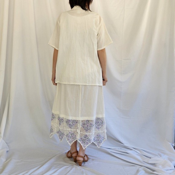 90s Deadstock White and Purple 3 Piece Skirt Set - Picture 5 of 8